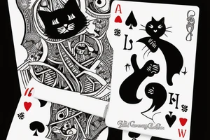 black cat playing cards with cockroach tattoo idea