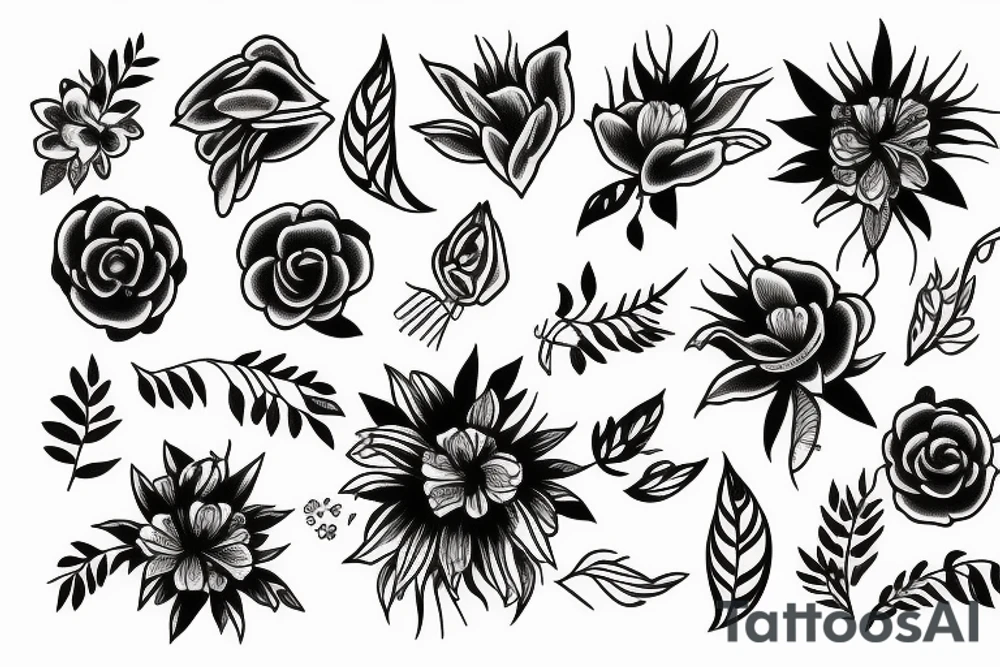 Lighting flowers tattoo idea
