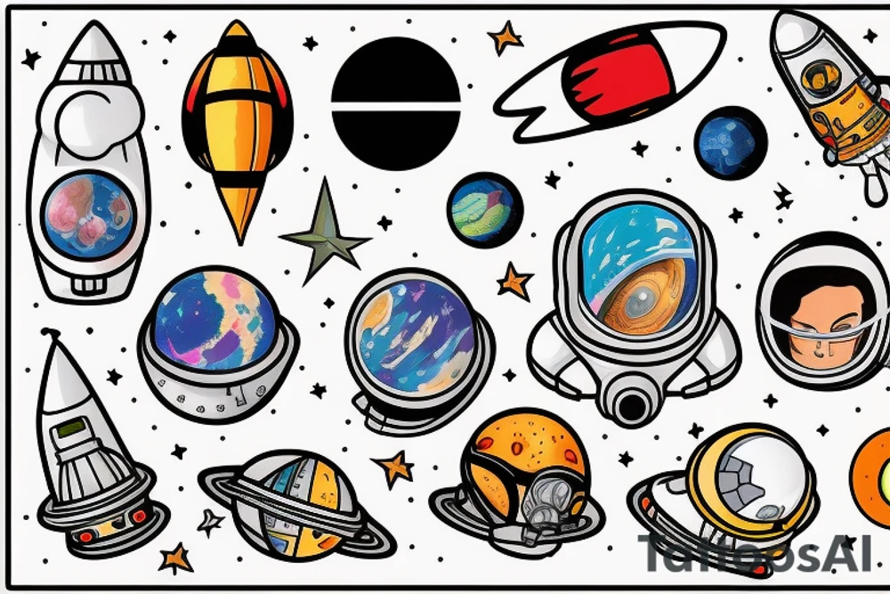 Astronaut on the background of space tattoo idea