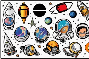Astronaut on the background of space tattoo idea