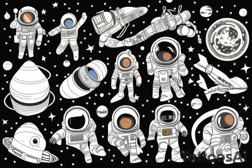 Astronaut on the background of space tattoo idea