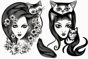 Girl and cat in car tattoo idea