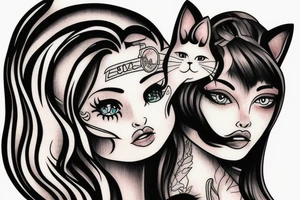 Girl and cat in car tattoo idea