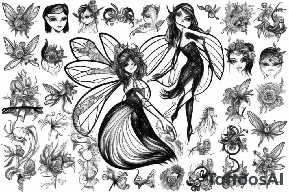 a fairy drawn into a magical whirlpool tattoo idea