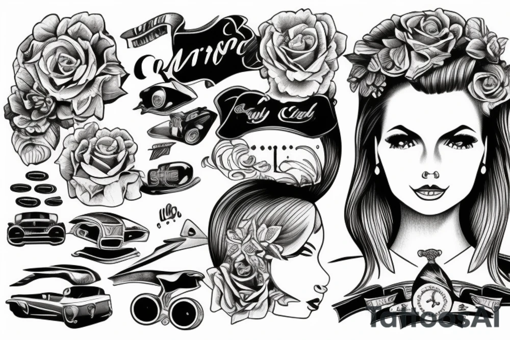 Girl in car tattoo idea