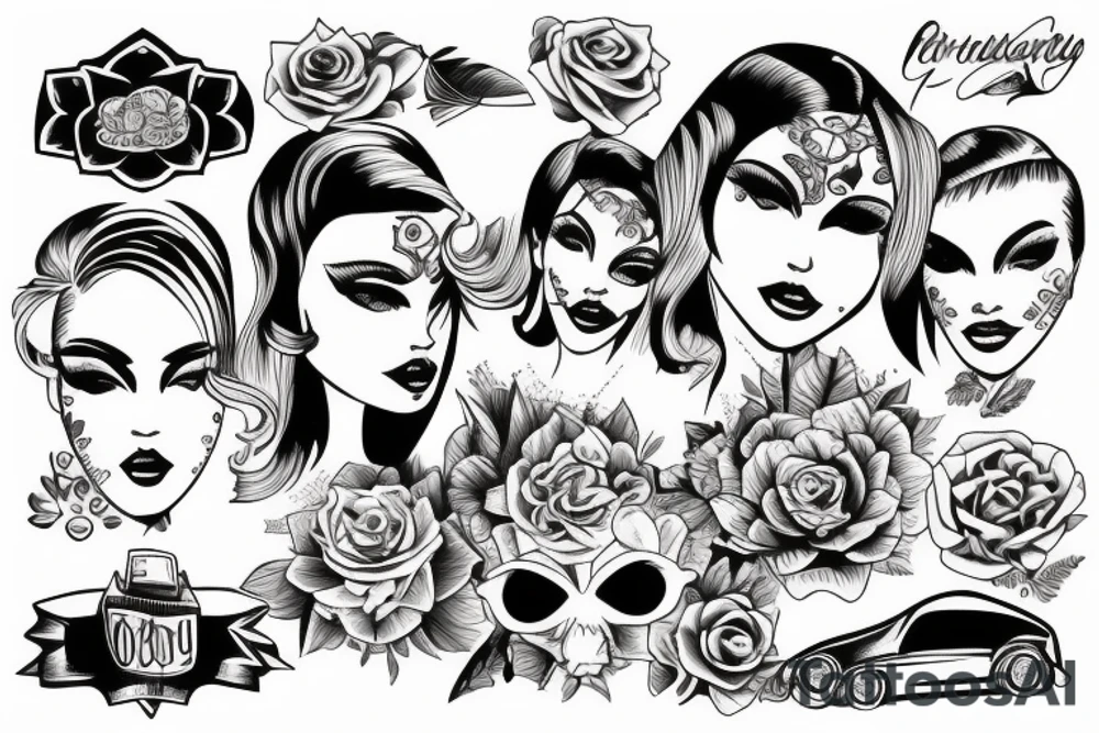 Girl in car tattoo idea