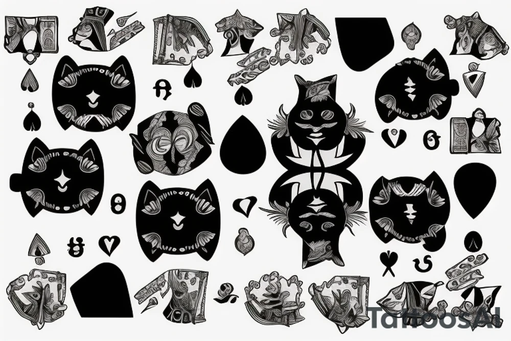 black cat playing cards at the table
with a cockroach tattoo idea