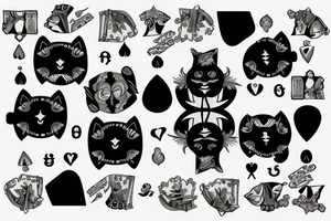 black cat playing cards at the table
with a cockroach tattoo idea