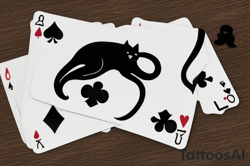 black cat playing cards at the table
with a cockroach tattoo idea