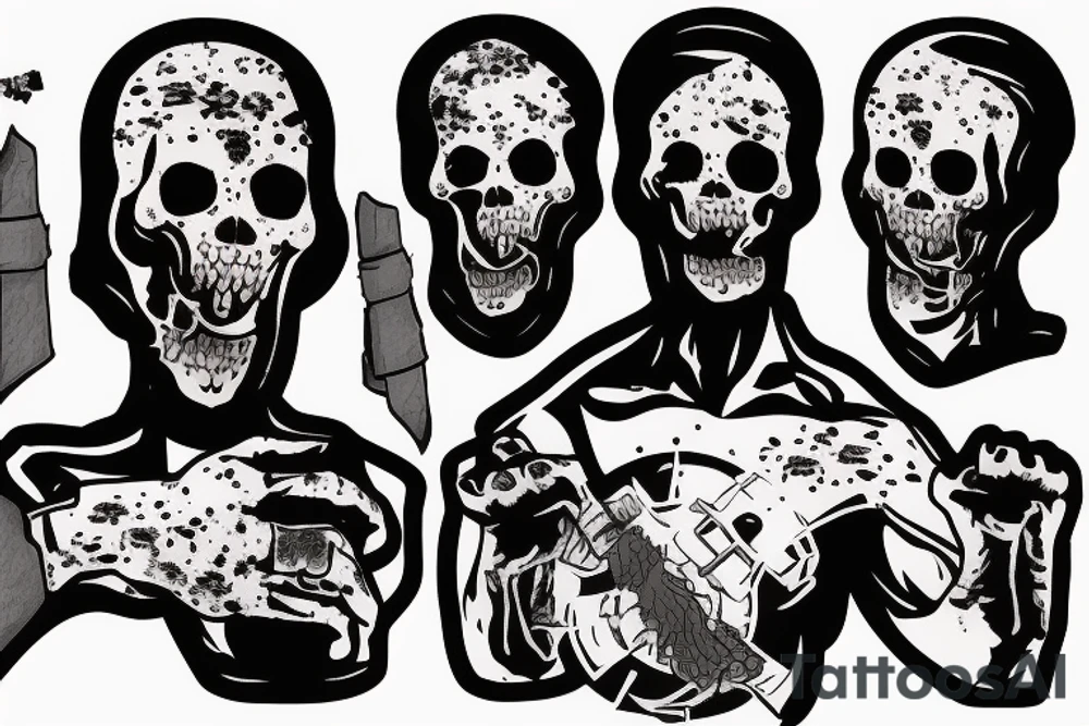 Osovets fortress, attack of the dead, Russian soldier with a bloody bandage on his face tattoo idea