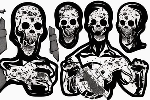 Osovets fortress, attack of the dead, Russian soldier with a bloody bandage on his face tattoo idea