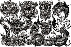 Bull and Yggdrasil tattoo idea
