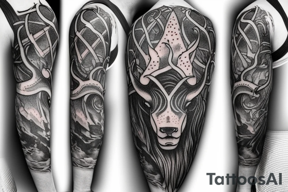 Bull and Yggdrasil tattoo idea