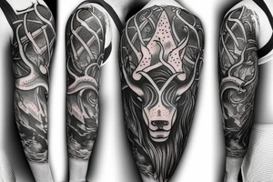 Bull and Yggdrasil tattoo idea