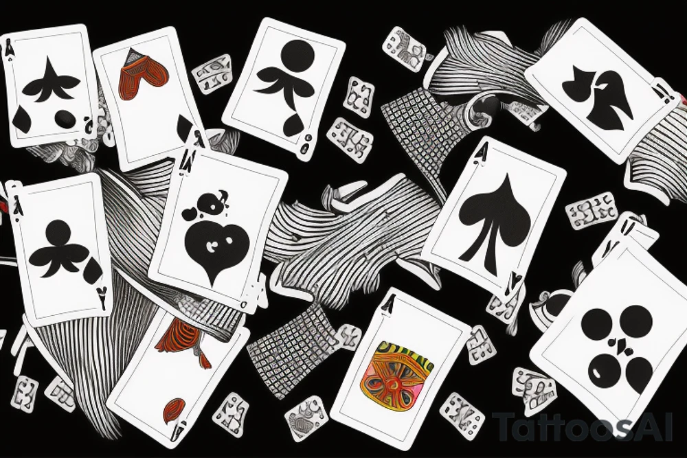 black cat playing cards at the table
with a cockroach tattoo idea