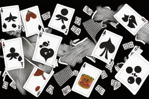 black cat playing cards at the table
with a cockroach tattoo idea