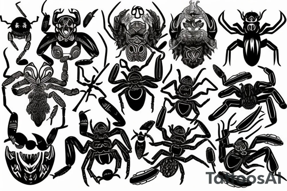 spiders and scorpions in viking style tattoo idea