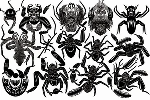 spiders and scorpions in viking style tattoo idea