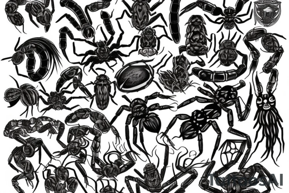 spiders and scorpions in viking style tattoo idea