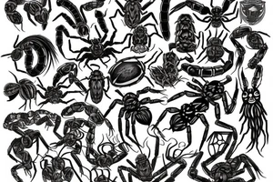 spiders and scorpions in viking style tattoo idea