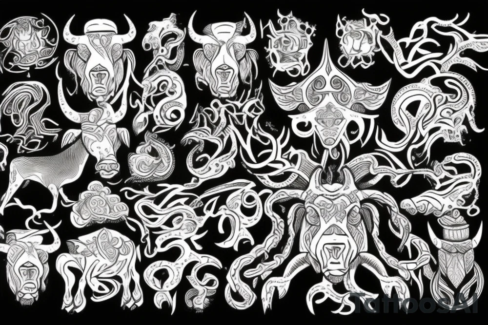 Bull and Yggdrasil tattoo idea
