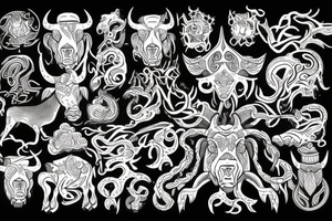 Bull and Yggdrasil tattoo idea