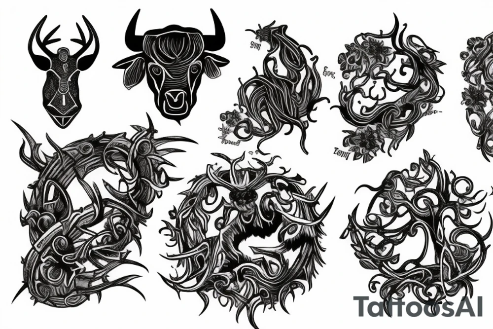 Bull and Yggdrasil tattoo idea