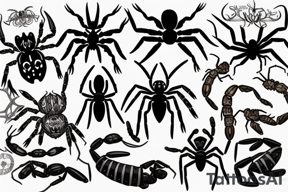 spiders and scorpions in viking style tattoo idea