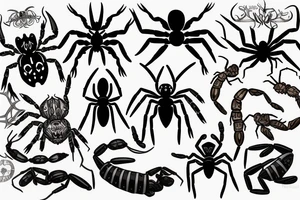 spiders and scorpions in viking style tattoo idea
