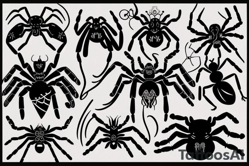 spiders and scorpions in viking style tattoo idea
