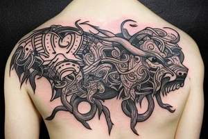 Bull Head and Yggdrasil tattoo idea