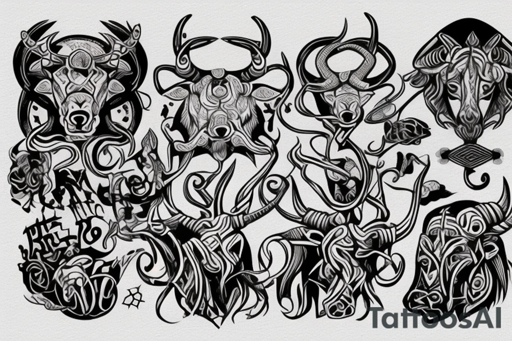 Bull Head and Yggdrasil tattoo idea