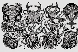 Bull Head and Yggdrasil tattoo idea