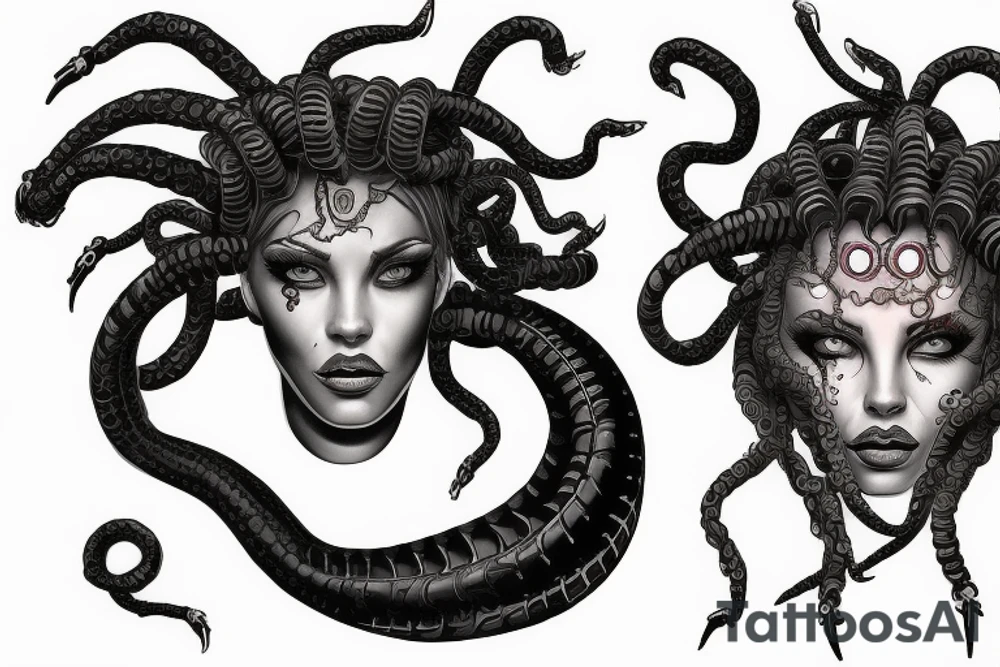 medusa gorgon half robot tattoo idea
