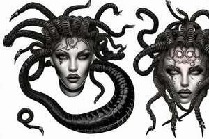 medusa gorgon half robot tattoo idea