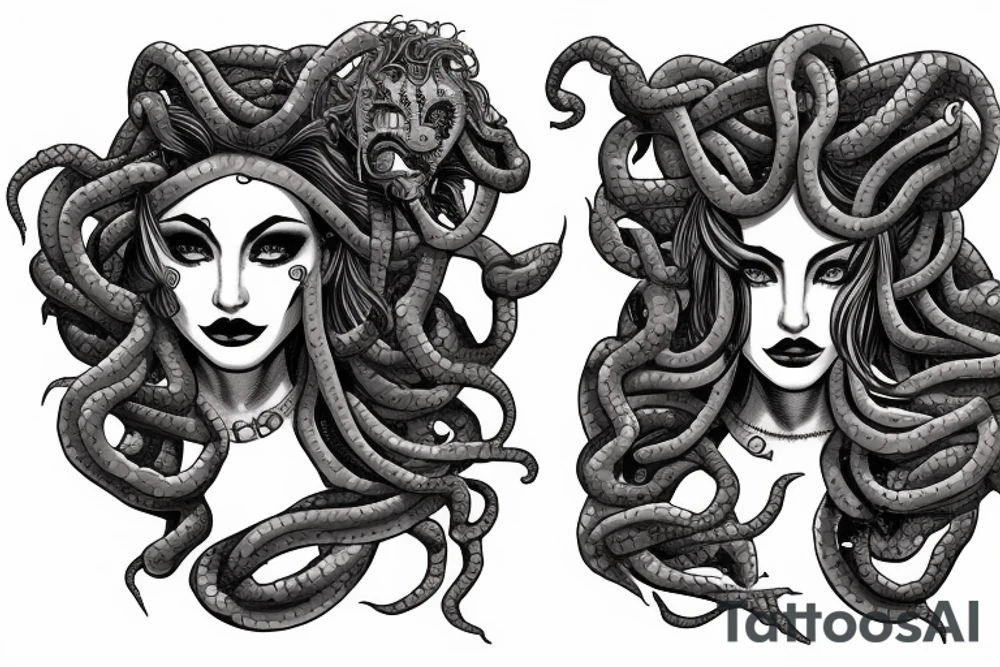 medusa gorgon half robot tattoo idea