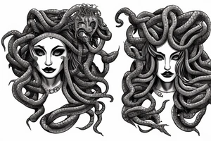 medusa gorgon half robot tattoo idea