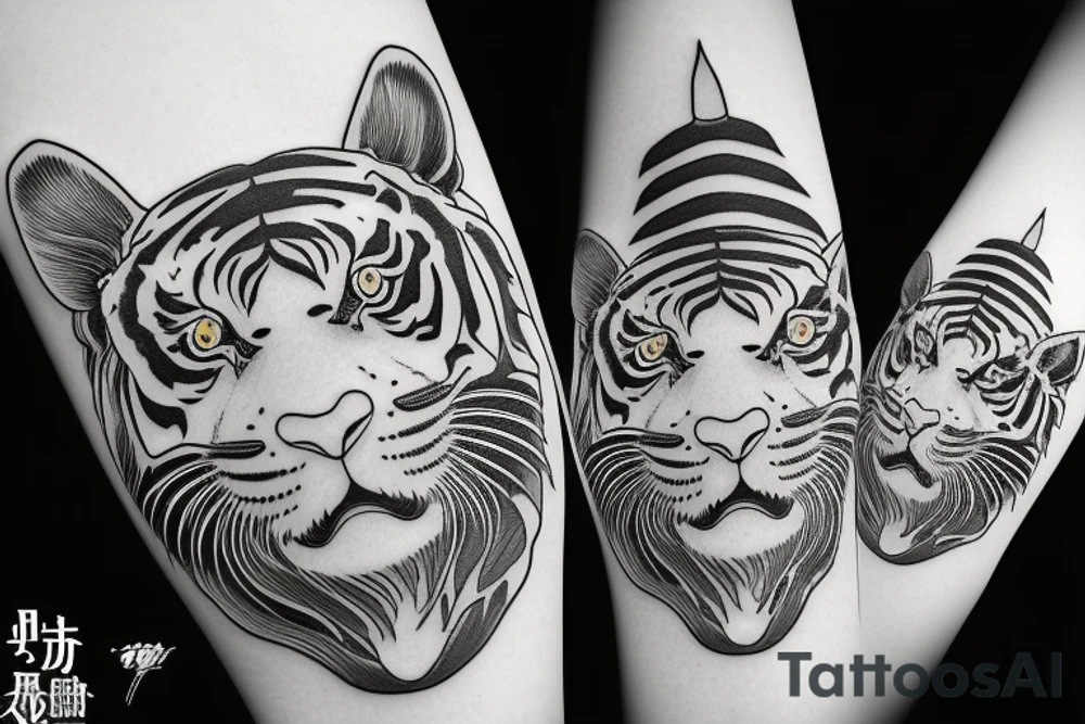 Japanese tiger on the hill tattoo idea