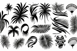 Sun palm sea tattoo idea
