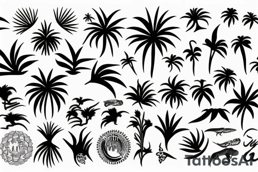 Sun palm sea tattoo idea