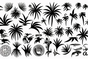 Sun palm sea tattoo idea