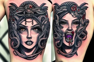 medusa gorgon half-robot tattoo idea
