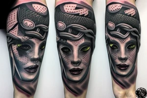 medusa gorgon half-robot tattoo idea