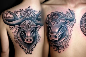 Bull Head with Yggdrasil tattoo idea