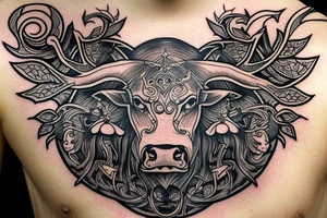 Bull Head with Yggdrasil tattoo idea