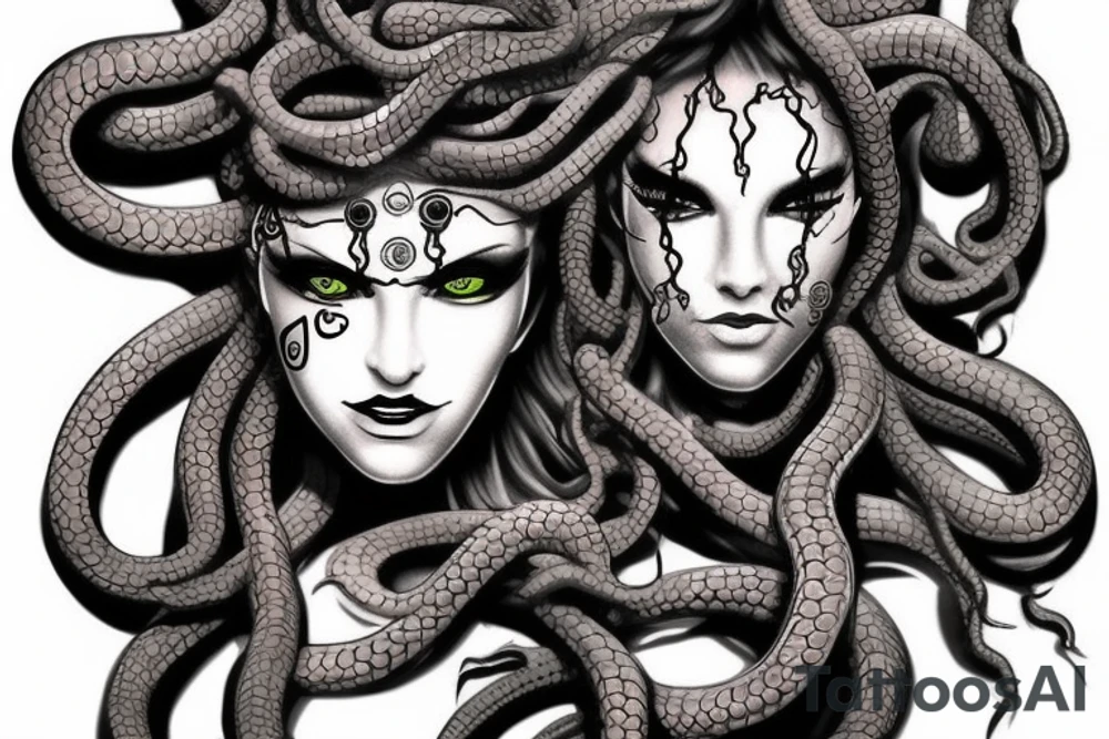 medusa gorgon half-robot tattoo idea