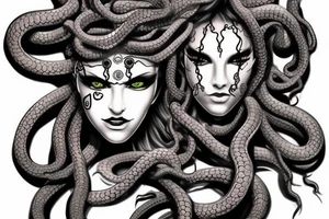 medusa gorgon half-robot tattoo idea