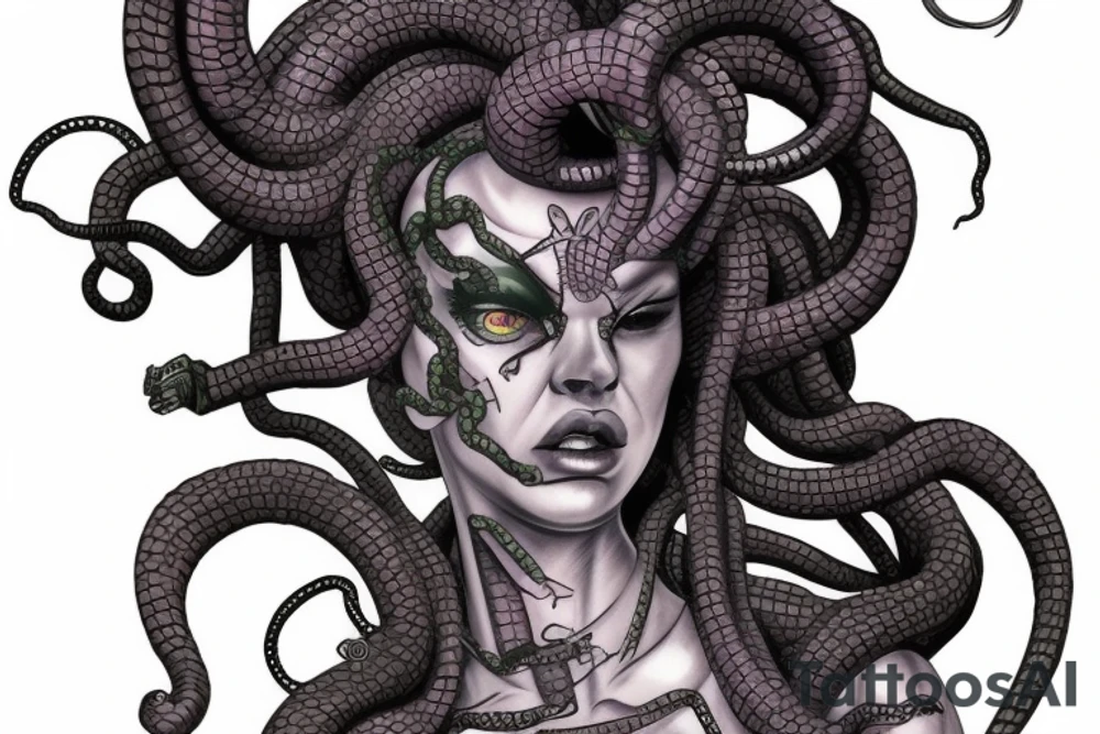 medusa gorgon half-robot tattoo idea