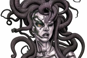 medusa gorgon half-robot tattoo idea