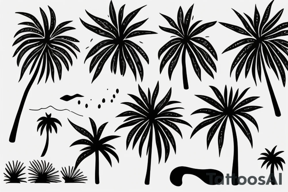 minimalistic landscape with palm sun and sea tattoo idea minimalistic landscape with palm sun and sea tattoo idea